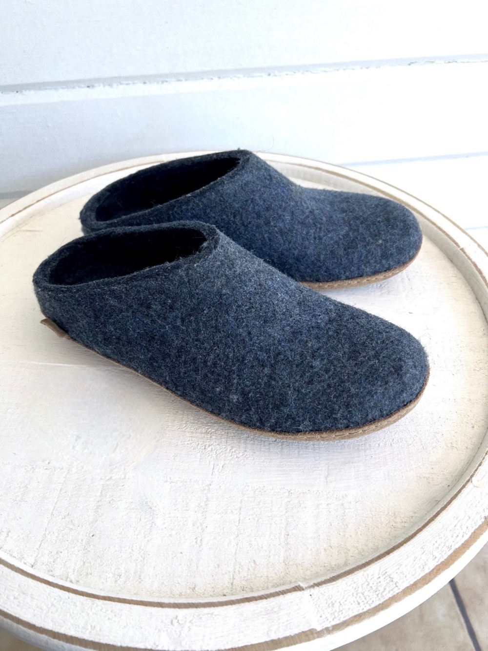 GLERUPS Wool Slip Ons in 'Denim' - 43/ 10